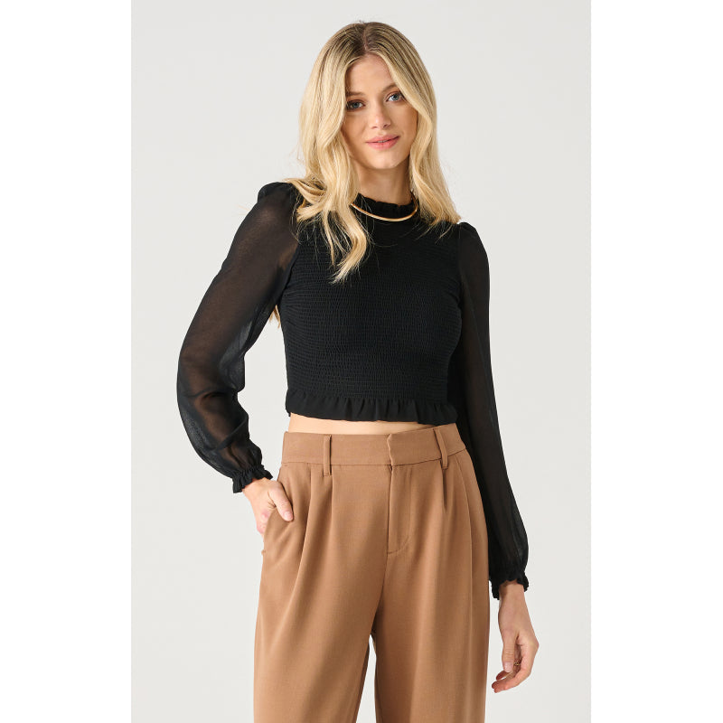 smocked top long sleeve