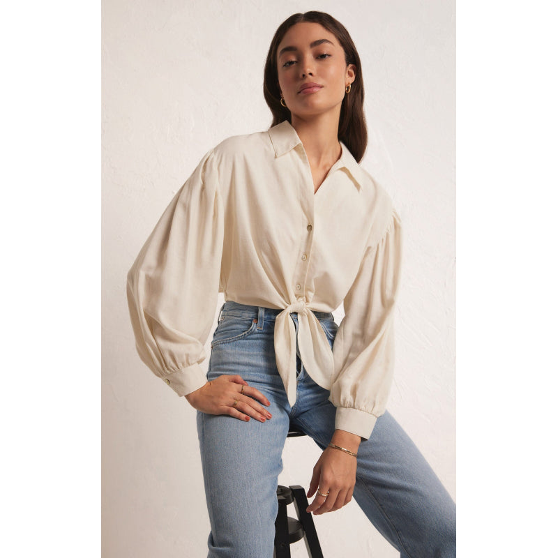 DIANTE TIE FRONT BARETOP グレー Z Supply Tegan Tie Front Top