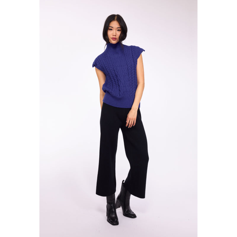 Buy Ribbed Knit Fabric Pants with Elasticated Waistband