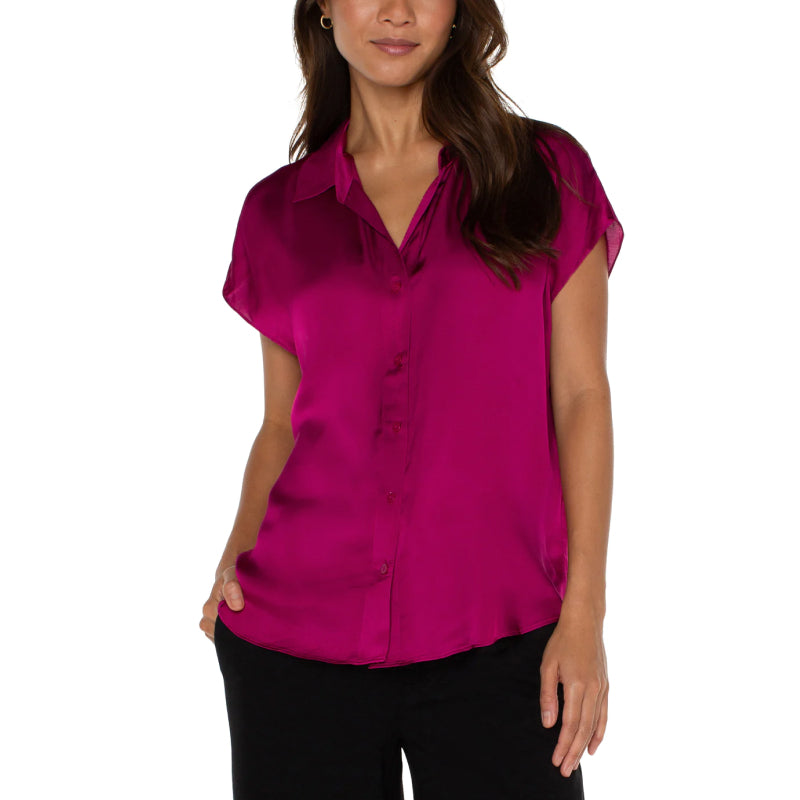 Liverpool Dolman Sleeve Blouse with Collar & Button Front