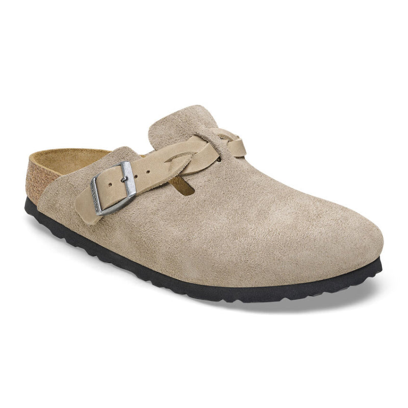 Birkenstock Boston Braid Taupe Suede/Oiled Leather - Narrow