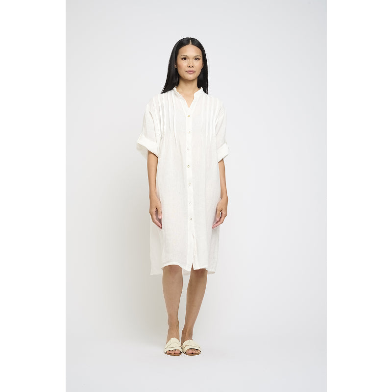 Pistache Tank Dress with Crepe Hem- White