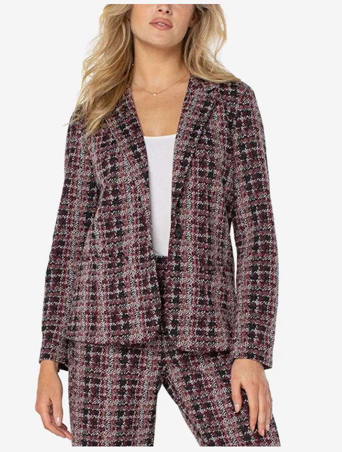 Plaid hot sale fitted blazer