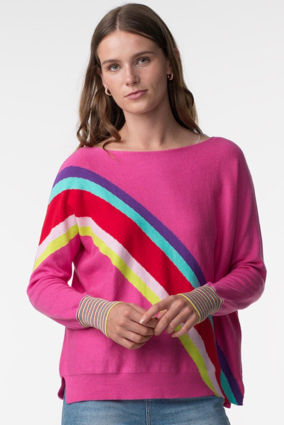 Pink hot sale rainbow sweater