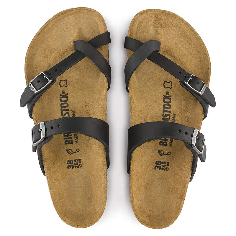 Birkenstock Mayari Cuir Huilé Noir - Régulier