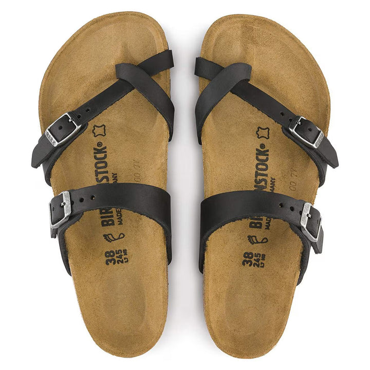 Birkenstock Mayari Cuir Huilé Noir - Régulier