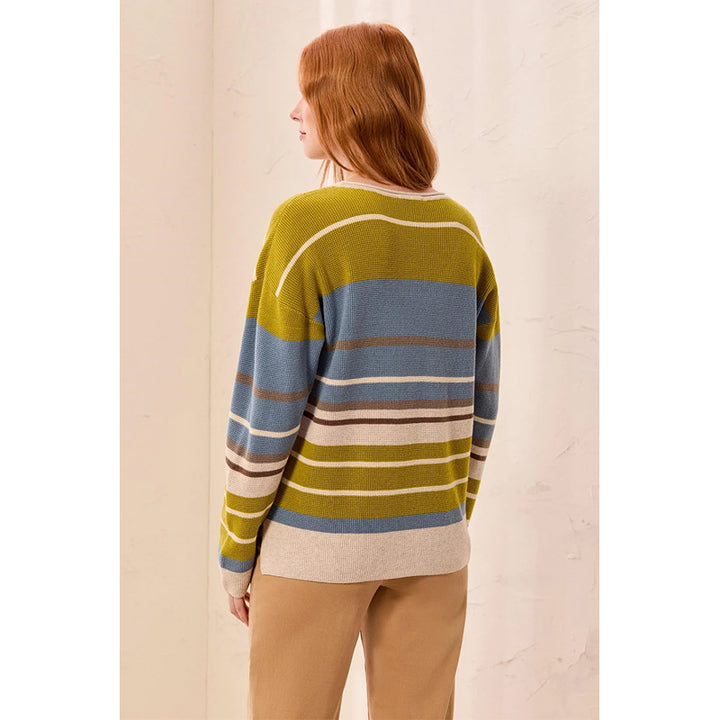 Tribal Combed Cotton U-Neck Waffle Sweater