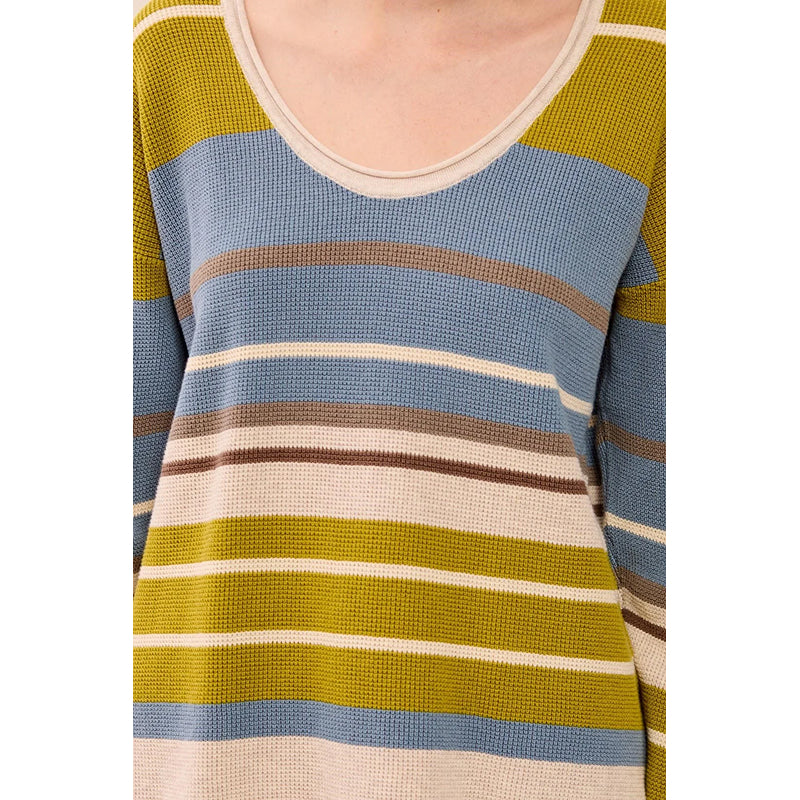Tribal Combed Cotton U-Neck Waffle Sweater