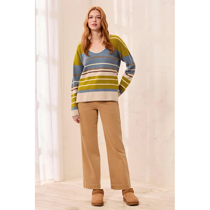 Tribal Combed Cotton U-Neck Waffle Sweater