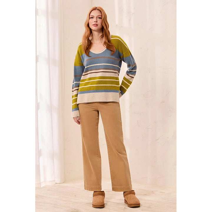 Tribal Combed Cotton U-Neck Waffle Sweater