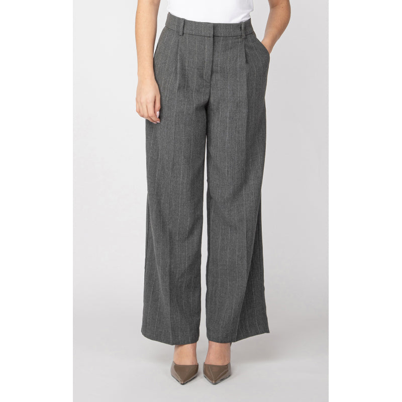 Black Tape Wide Leg Pin Stripe Trouser