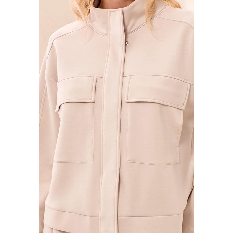 Tribal Long Sleeve Mock Neck Cardigan with Pockets