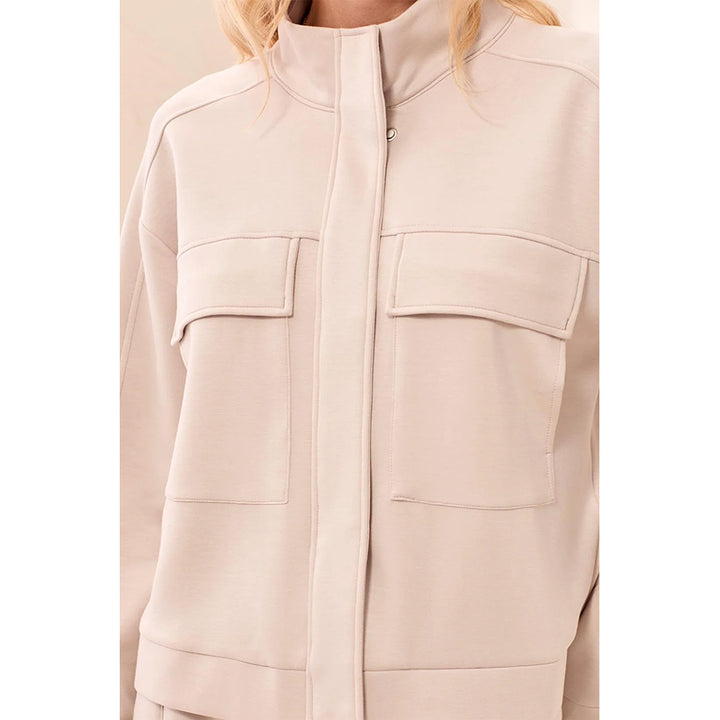 Tribal Long Sleeve Mock Neck Cardigan with Pockets