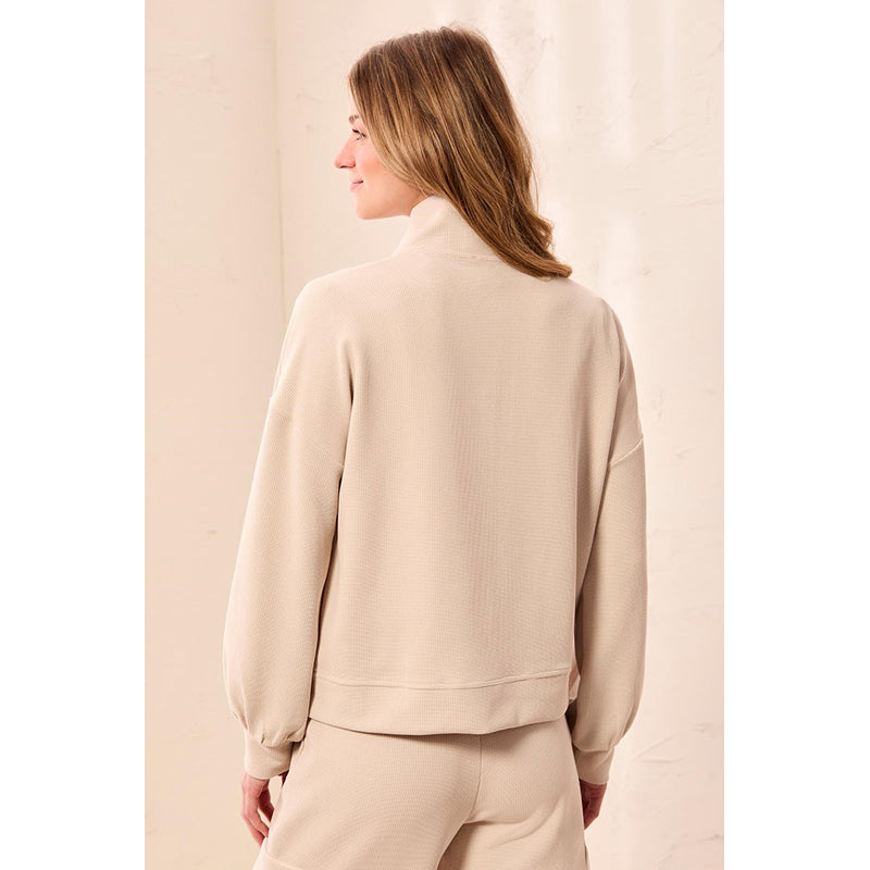 Tribal Long Sleeve Mock Neck Zip Cardigan with Pocket