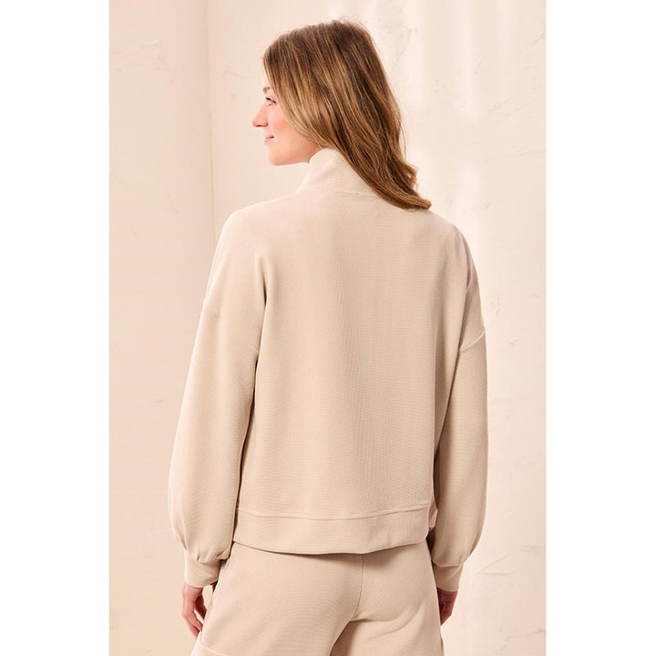 Tribal Long Sleeve Mock Neck Zip Cardigan with Pocket