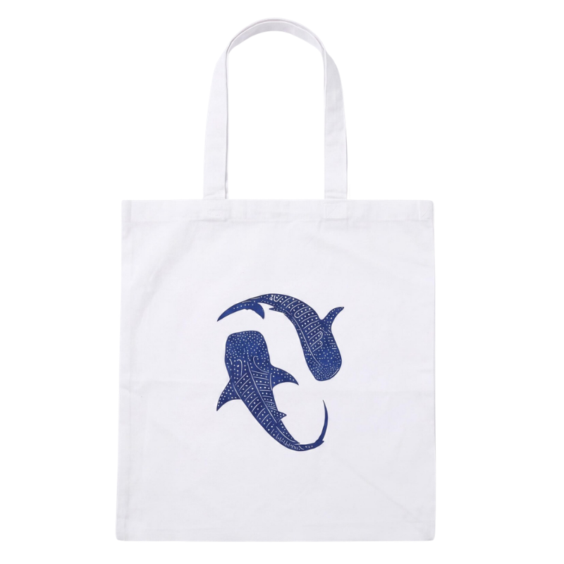 Coastal Market Canvas Tote Bag | Blue Whale Sharks