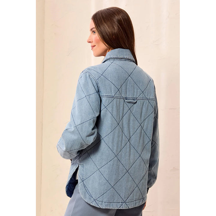 Tribal Quilted Snap Front Soft Denim Jacket