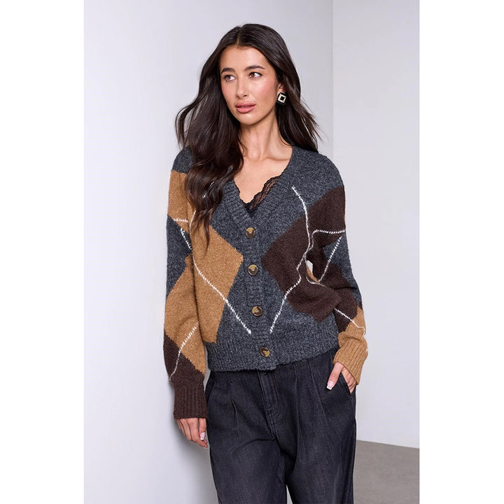 Cardigan pull en maille argyle Tribal Loftly