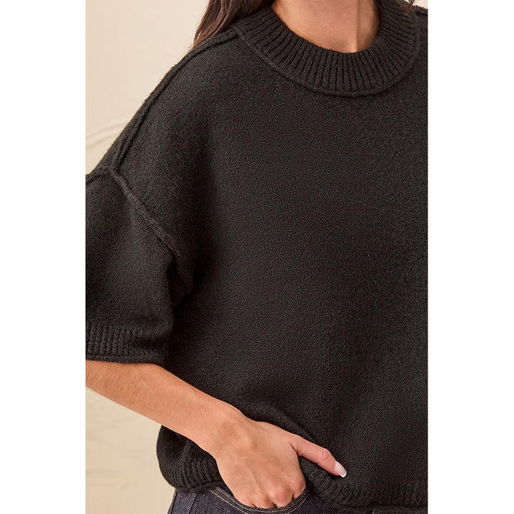 Tribal Lofty Elbow Sleeve Crew Neck Sweater