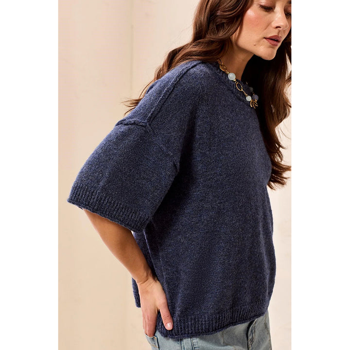 Tribal Lofty Elbow Sleeve Crew Neck Sweater