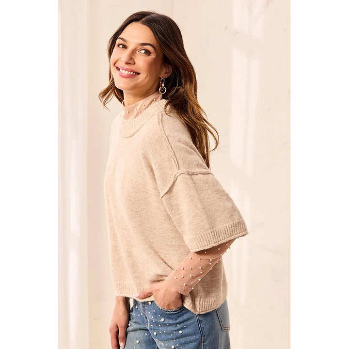 Tribal Lofty Elbow Sleeve Crew Neck Sweater