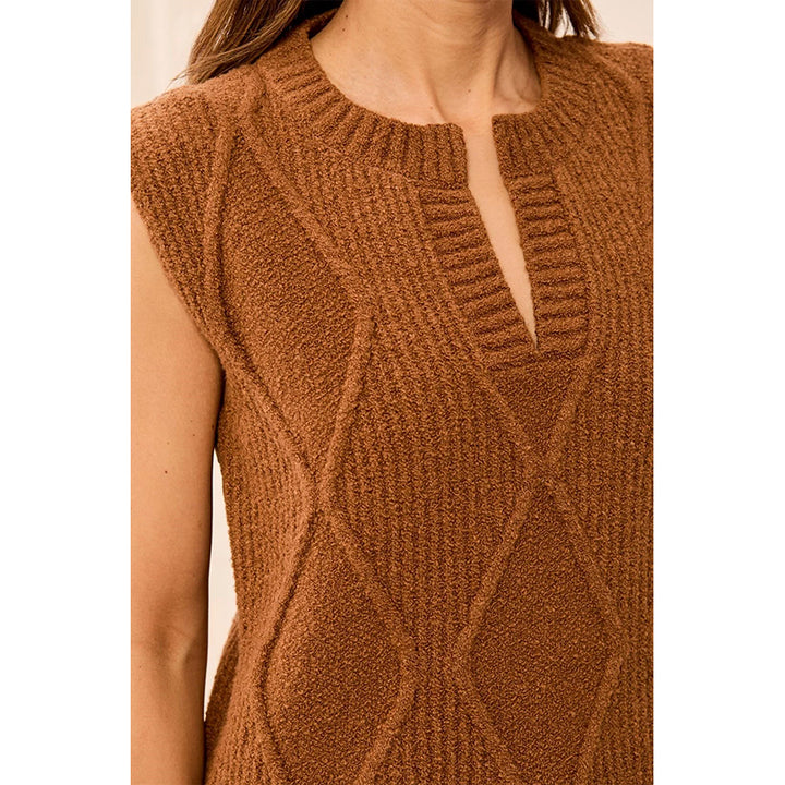 Tribal Soft Split Crew Neck Sleeveless Sweater