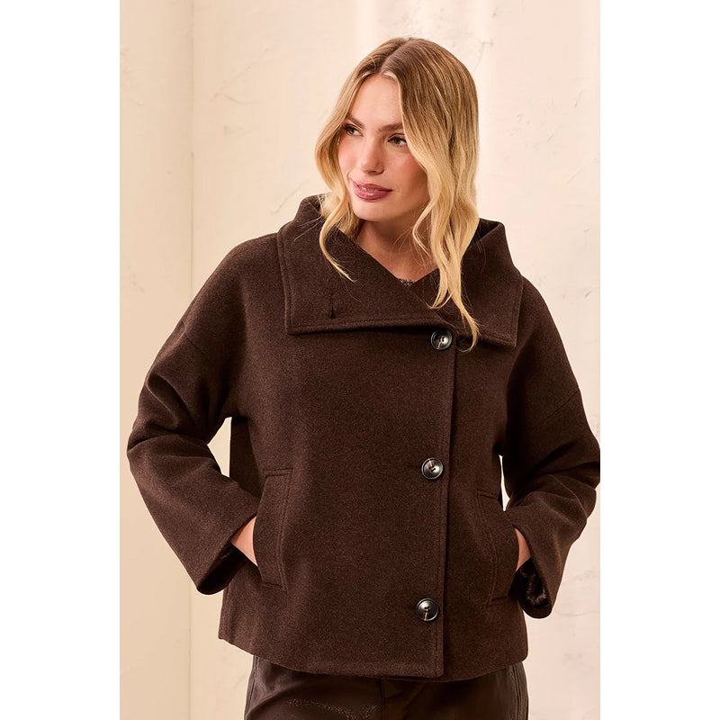 Veste en tricot à col cheminée et boutonnage avant Tribal Lofty