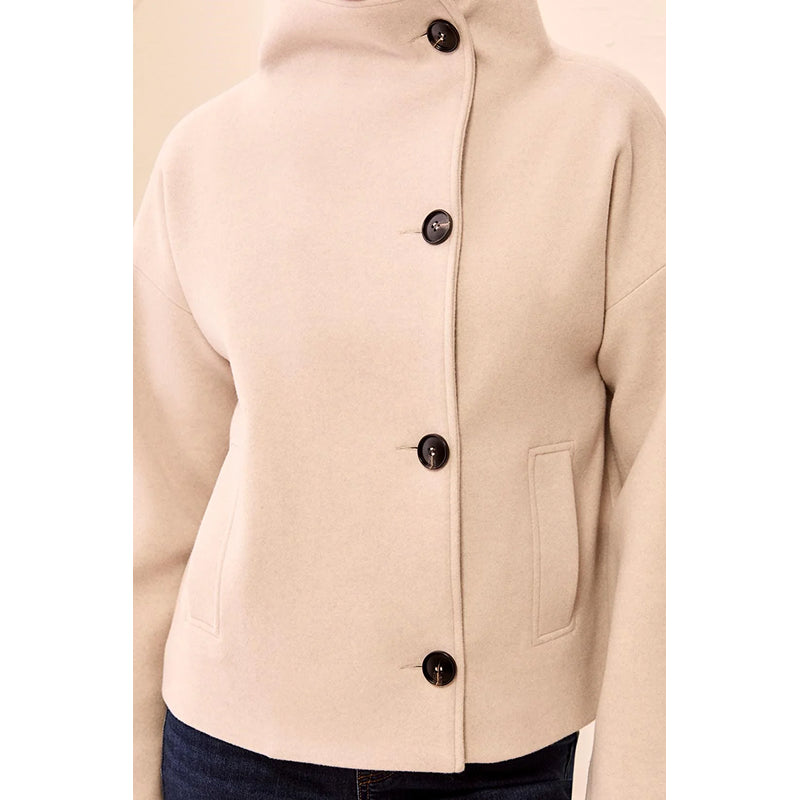 Veste en tricot à col cheminée et boutonnage avant Tribal Lofty