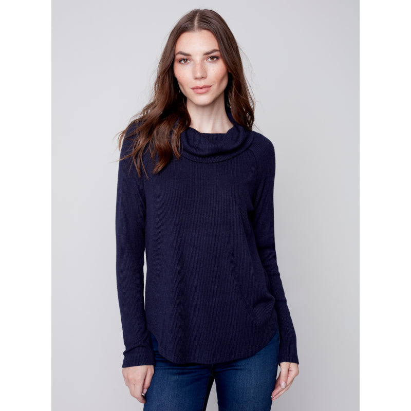Charlie B Ribbed Cowl Neck Top