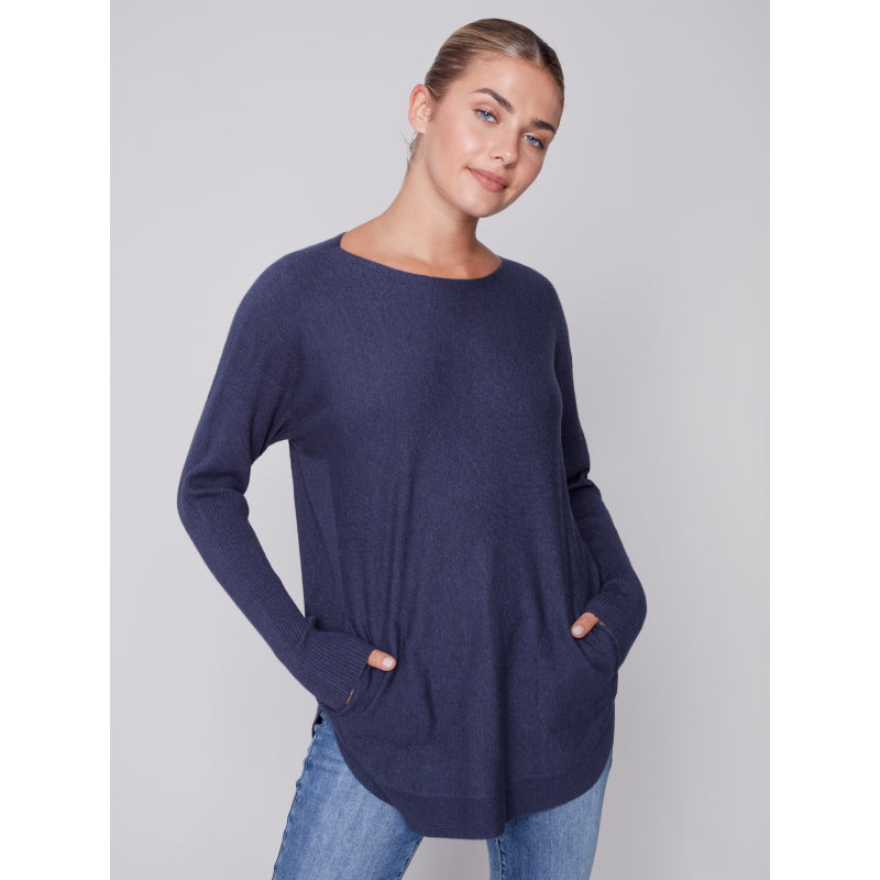 Charlie B Plushy Knit Sweater with Back Details