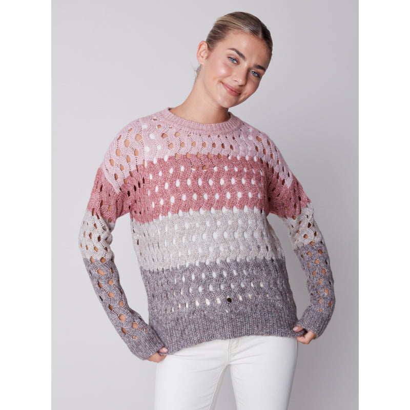 Charlie B Plushy Wavy Net Stitch Sweater