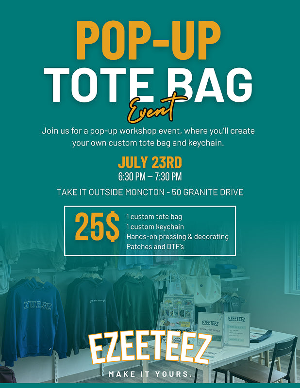EzeeTeez Tote Bag Pop Up Event Ticket