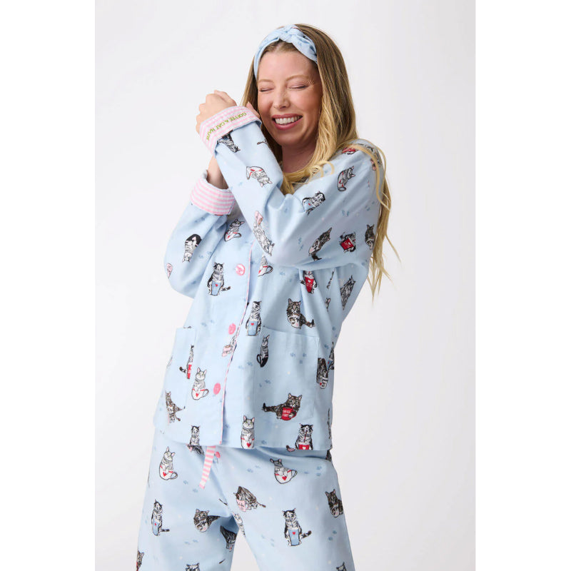 PJ Salvage Coffee & Cat Naps Flannel PJ Set