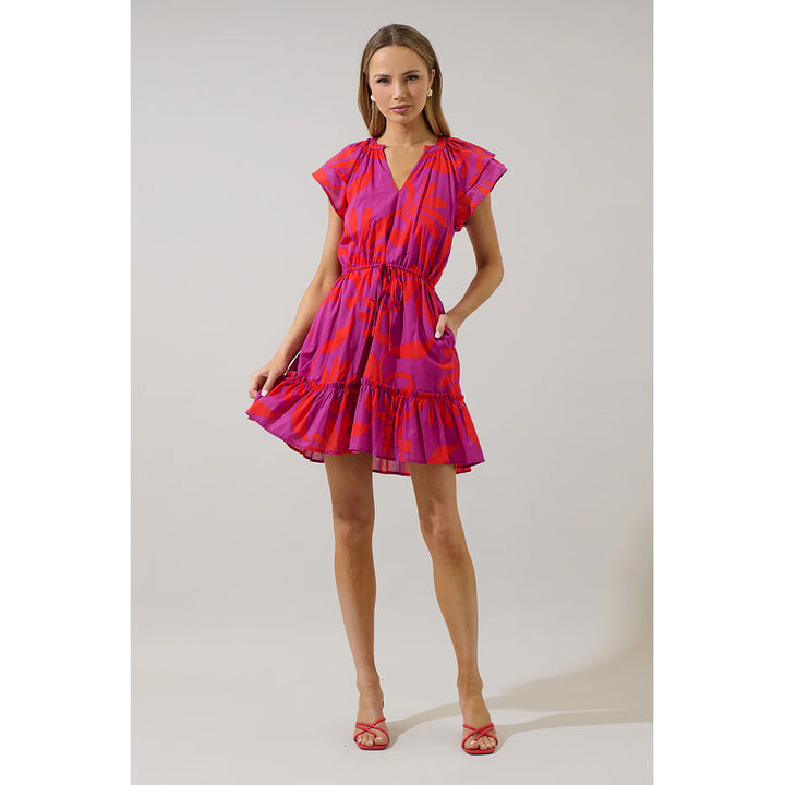 Sugarlips Arona Floral Baden Ruffle Mini Dress
