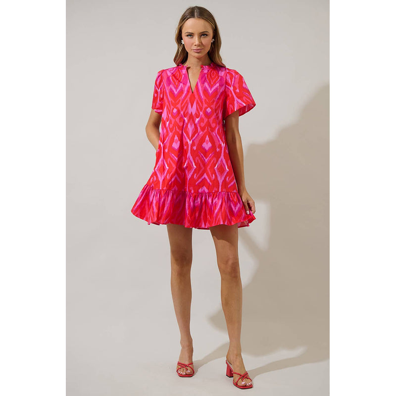Sugarlips Blevin Ikat Celeste Mini Dress