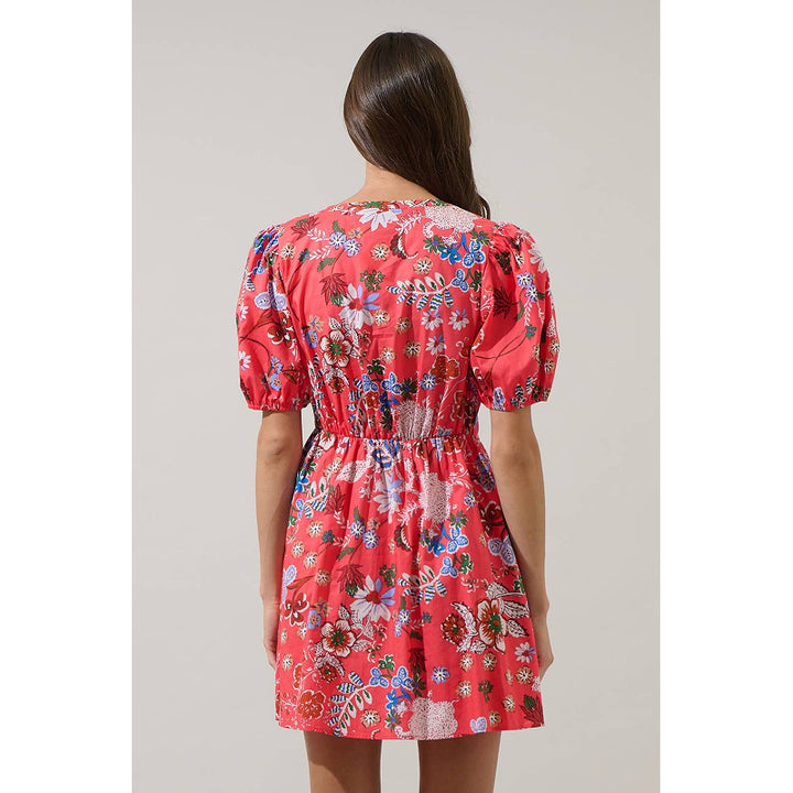 Sugarlips Oreanna Floral Alba Puff Sleeve Mini Dress