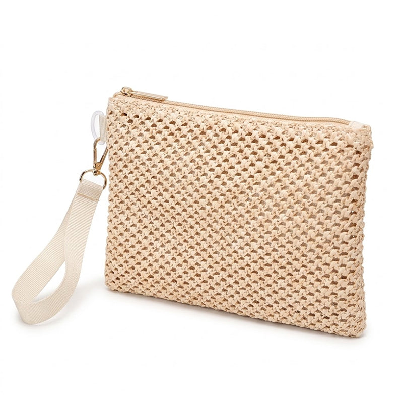 Take It Outside Braided Straw Clutch Bag