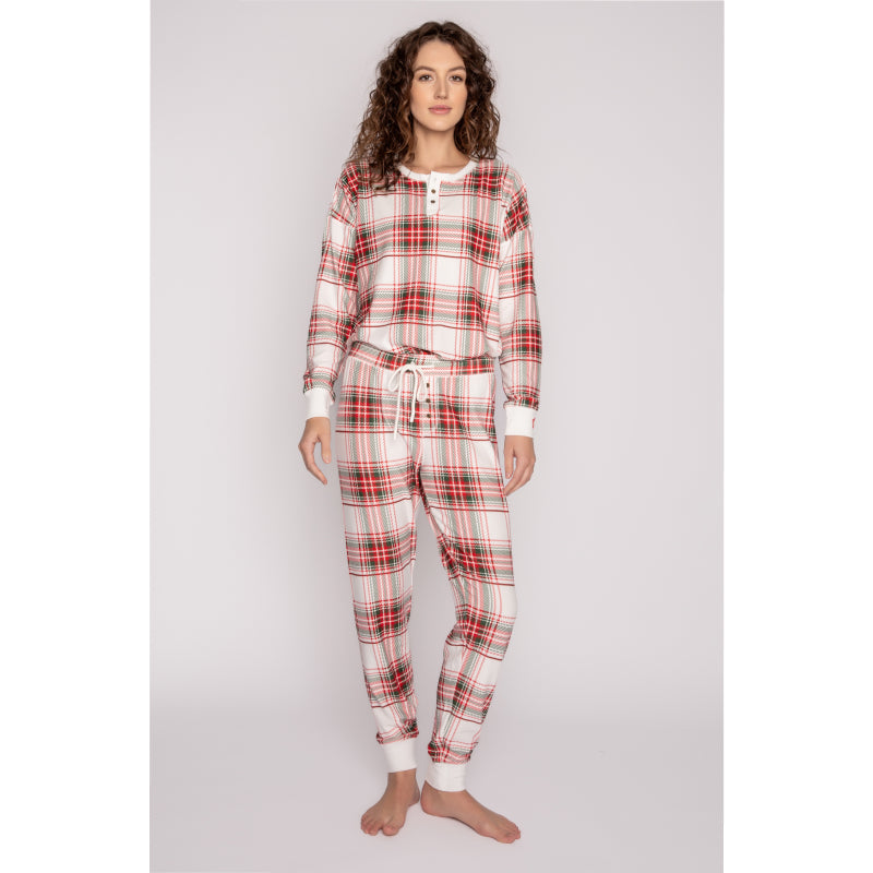 PJ Salvage Women's Loungewear Flannels Pajama Pj Set, Aqua, Medium