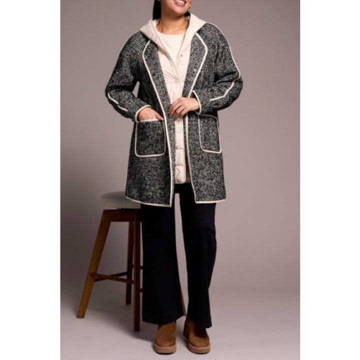 Tribal Long Sleeve Coat With Fooler Hood