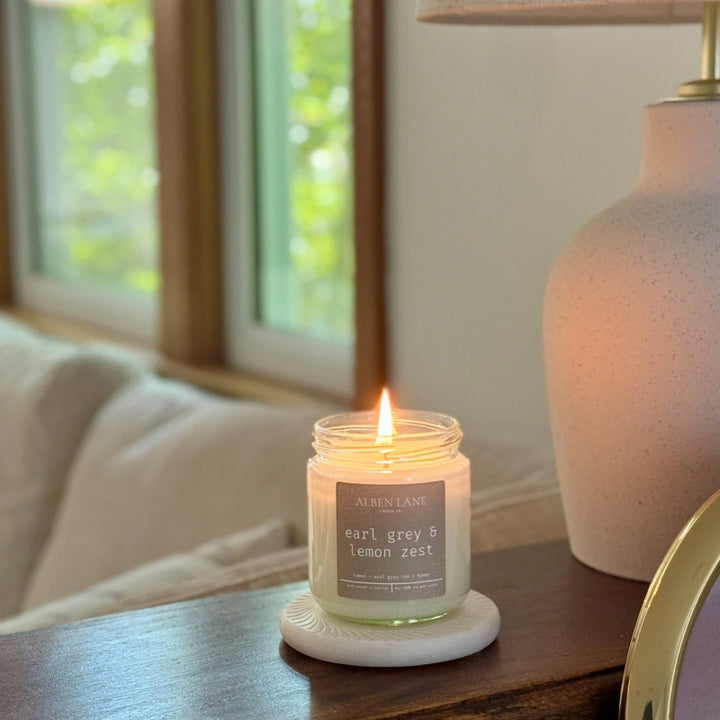 Alben Lane 8oz Candle - earl grey & lemon zest