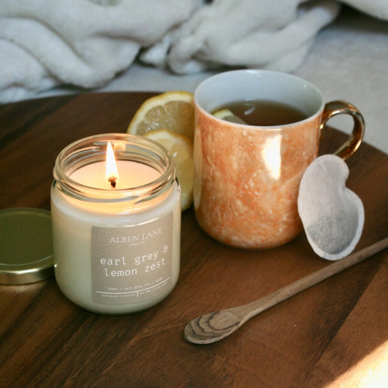 Alben Lane 8oz Candle - earl grey & lemon zest