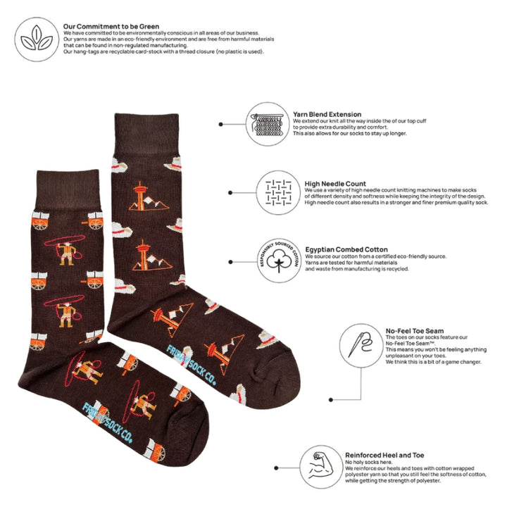 Friday Sock Co. - Men's Retro Rodeo Mismatched Mid-Calf Socks