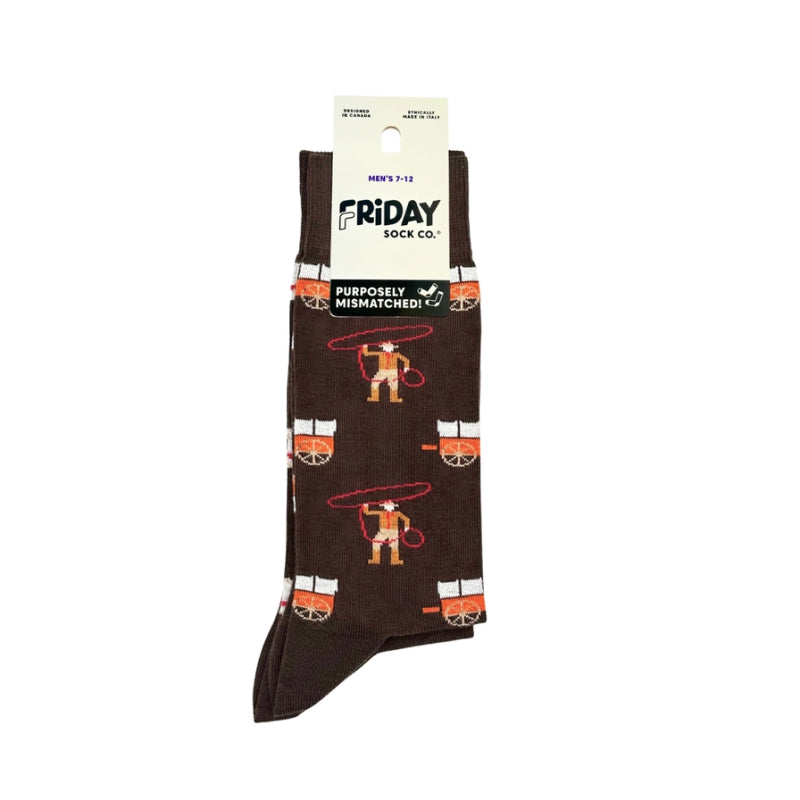 Friday Sock Co. - Men's Retro Rodeo Mismatched Mid-Calf Socks