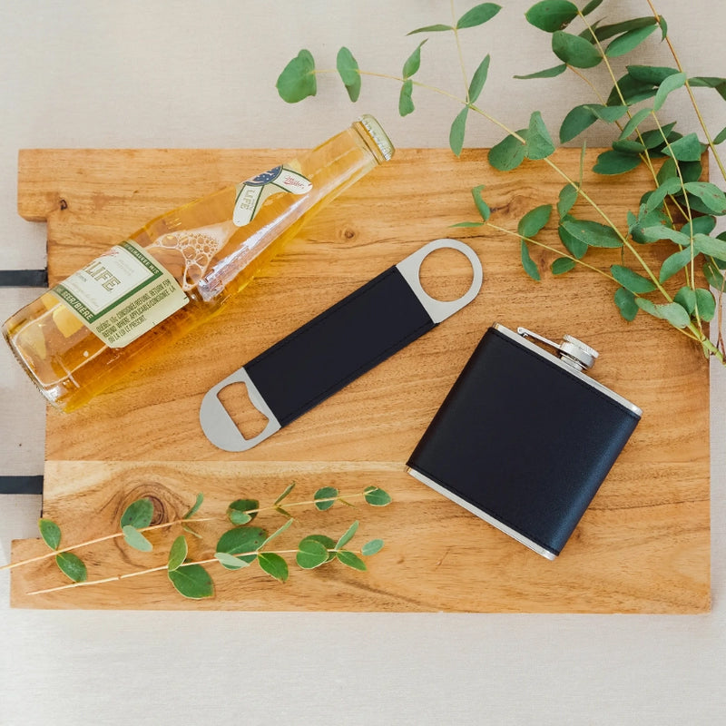 Faux Leather Wrapped Metal Hip Flask