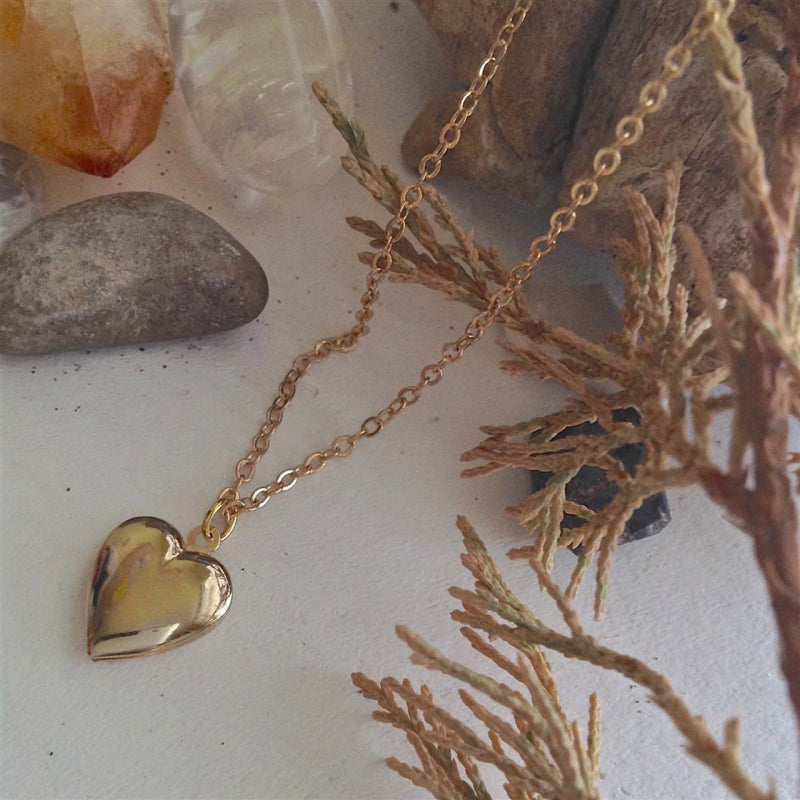 Pika & Bear "Total Eclipse of the Heart" Tiny Heart Shaped Locket in Gold