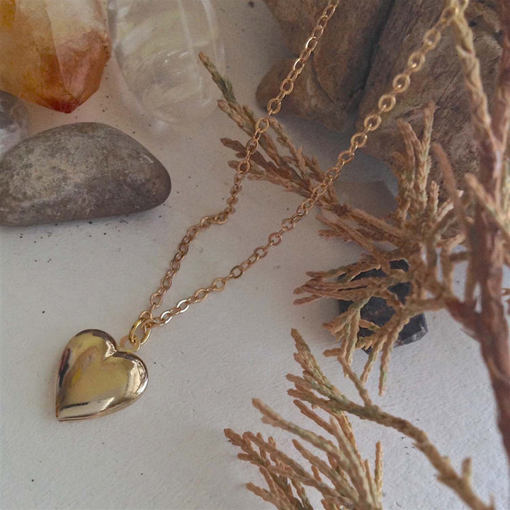 Pika & Bear "Total Eclipse of the Heart" Tiny Heart Shaped Locket in Gold