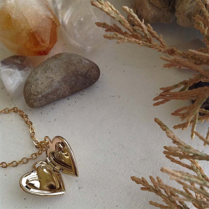 Pika & Bear "Total Eclipse of the Heart" Tiny Heart Shaped Locket in Gold