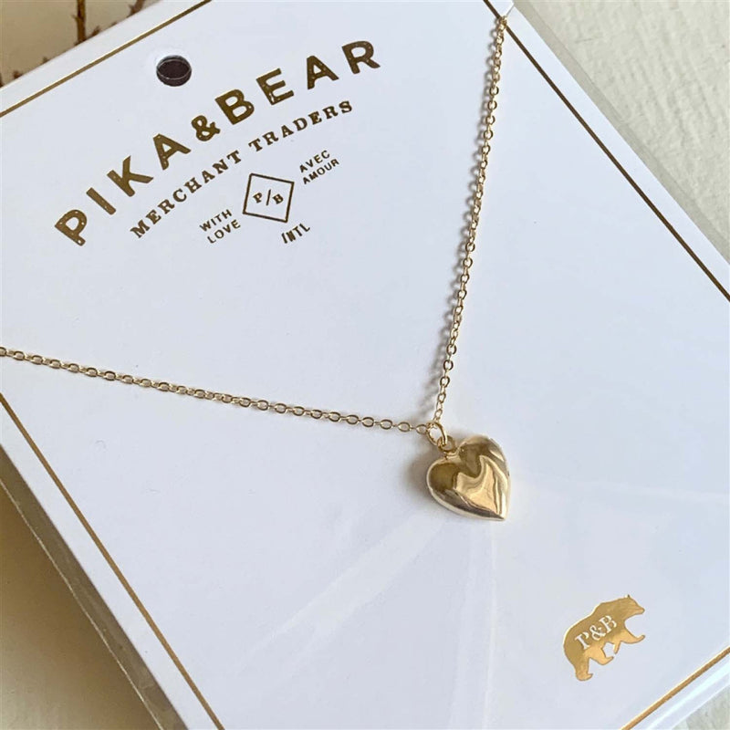 Pika & Bear "Total Eclipse of the Heart" Tiny Heart Shaped Locket in Gold