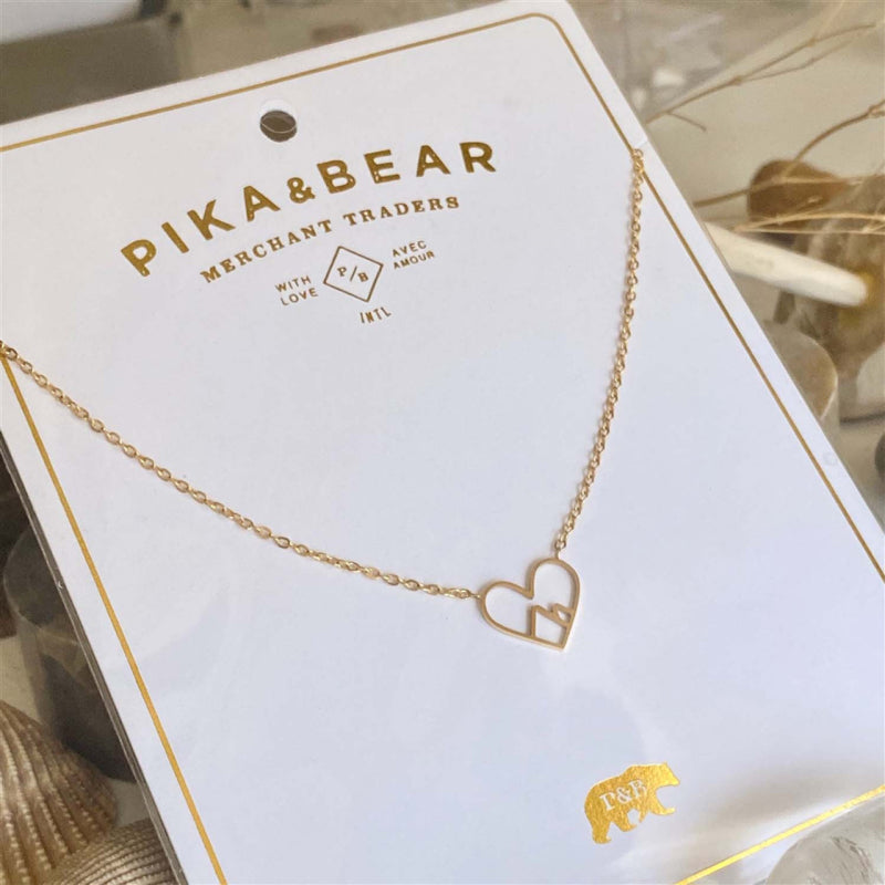 Pika & Bear "Burgess" Heart of the Mountains Charm Necklace