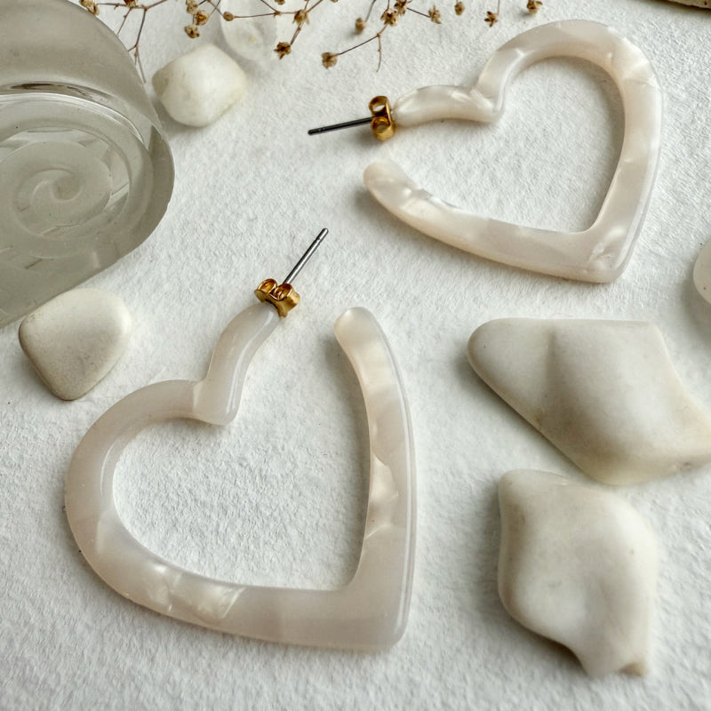 Pika & Bear "Wilson" Acetate Heart Hoop Earrings